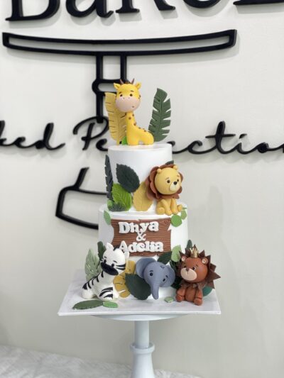 Dhya & Adelia's 2-Tier Animal Cake