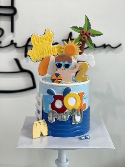 Qays Nurhan's Baby Boy and Pool Party Cake