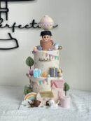 Alilah's 2-Tier Full Fondant Baby Girl in Hot Air Balloon Cake