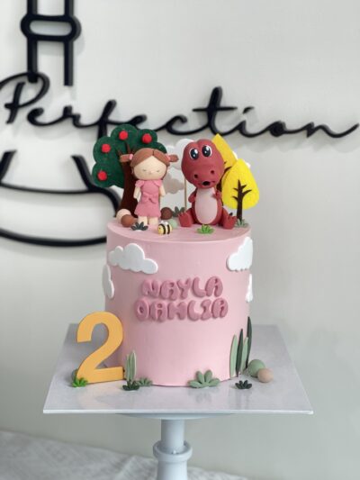 Nayla Dahlia's Pink Dinosaur and Baby Girl Cake