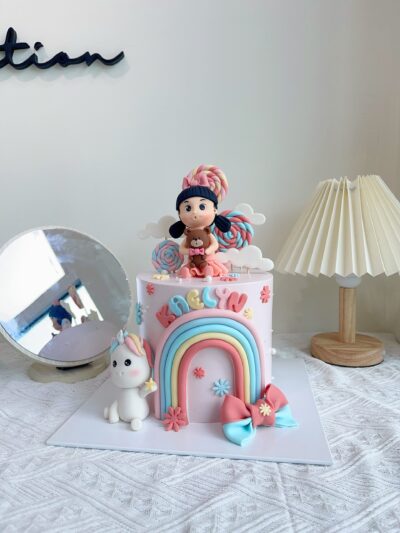 Kaelyn's Unicorn with Rainbow and Baby Girl Cake