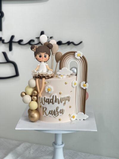 Wadhiya Raisa's Baby Girl and Rainbow Cake