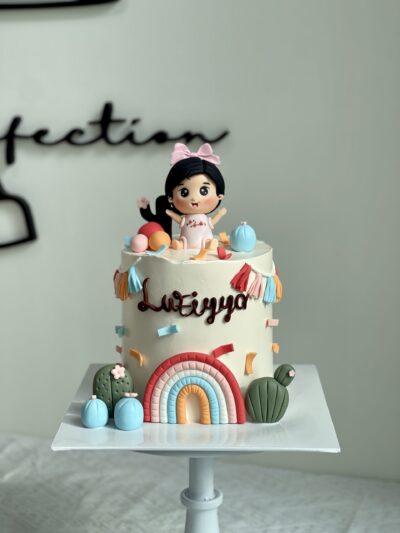Lufiyya's Baby Girl and Rainbow Cake