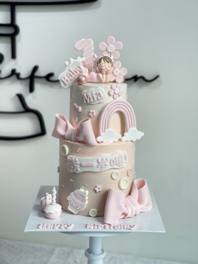Baby Mia's 2-Tier Baby Girl and Rainbow Cake