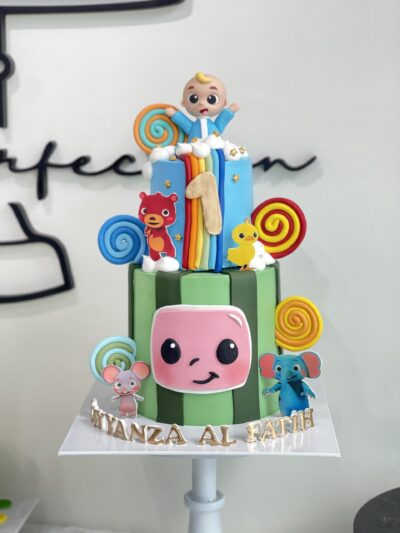 Rayyanza Al Fatih's 2-Tier Cocomelon Cake