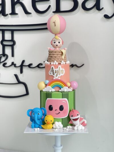 Ayla's 2-Tier Cocomelon and Hot Air Balloon Cake