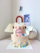 Harper's 2-Tier Rainbow and Flower Cake