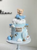 Asadel Khalif's Bear on Plane with 3D Cloud Cake (Blue Tone)