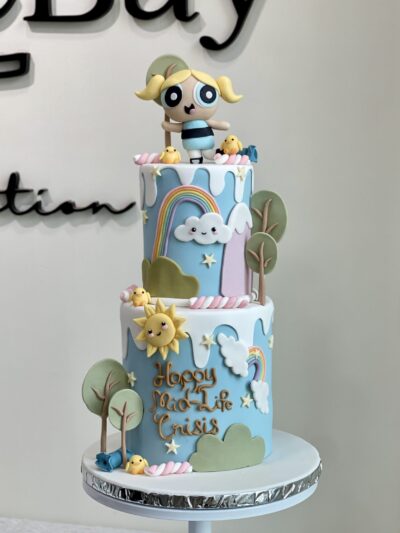 2-Tier Full Fondant Power Puff Cake