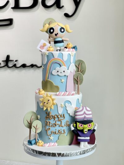 2-Tier Full Fondant Power Puff and Mojojo Cake