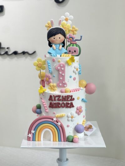 Ayzhel Aurora's 2-Tier Baby Girl with Cocomelon Cake