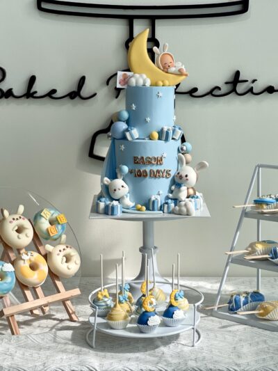 Baby and Moon Theme Dessert Table (Blue Tone)