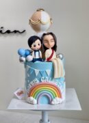 Darius Caleb Tan's Baby Boy with Jesus on Hot Air Balloon and Rainbow Cake