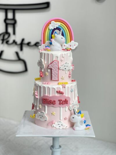 Elise Teh's 2 Tier Unicorn and Rainbow Cake
