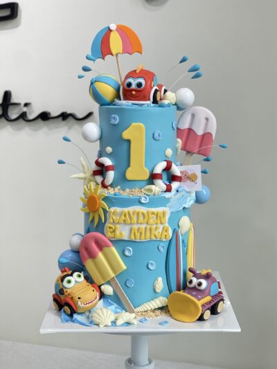 Kayden El Mika's 2-Tier Mocas Little Monster Cars Cake