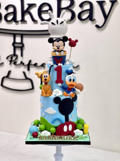 Sashrrikk's 2-Tier Mickey Mouse & Friends with Hot Air Balloon Cake