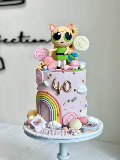 Sheila's Full Fondant Power Puff Cake