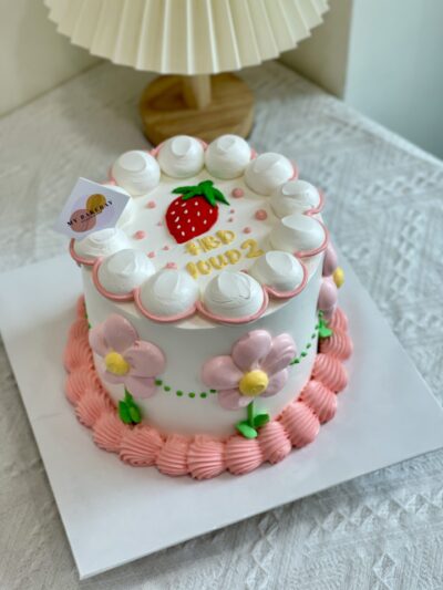 Strawberry and Flower Minimalist Cake